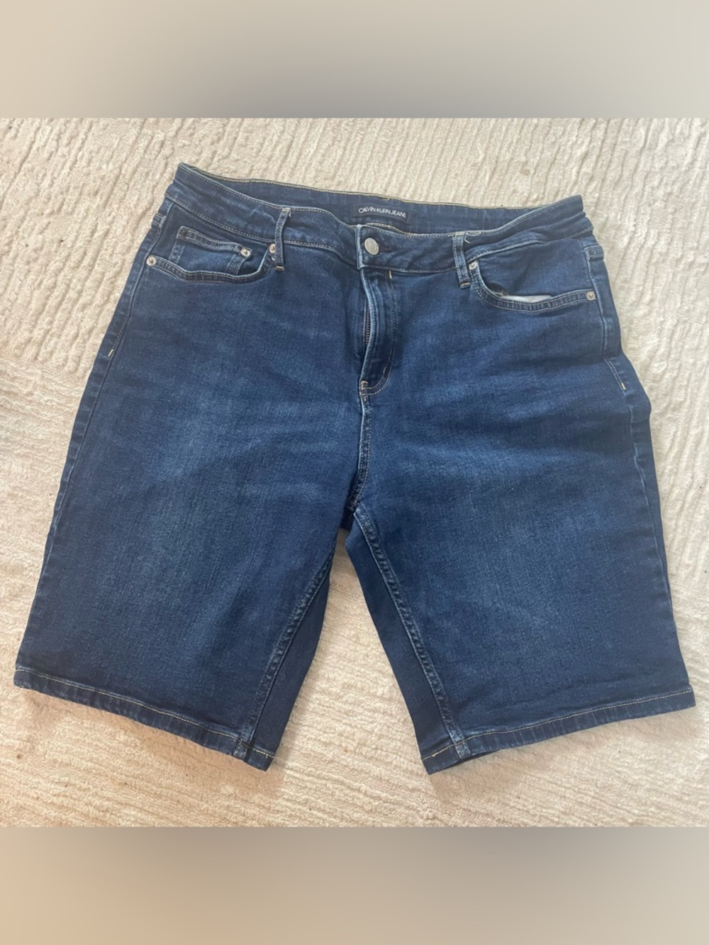 👚Calvin Klein Bermuda Jean Shorts 5 Pocket Size 14 Dark Wash